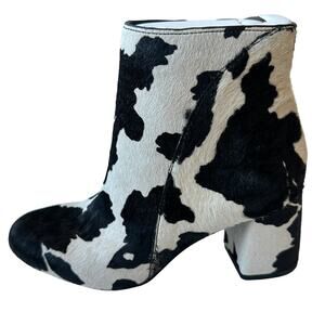 INC International Concepts Boots Farren Black White Cow Ankle Boot Women's 5M